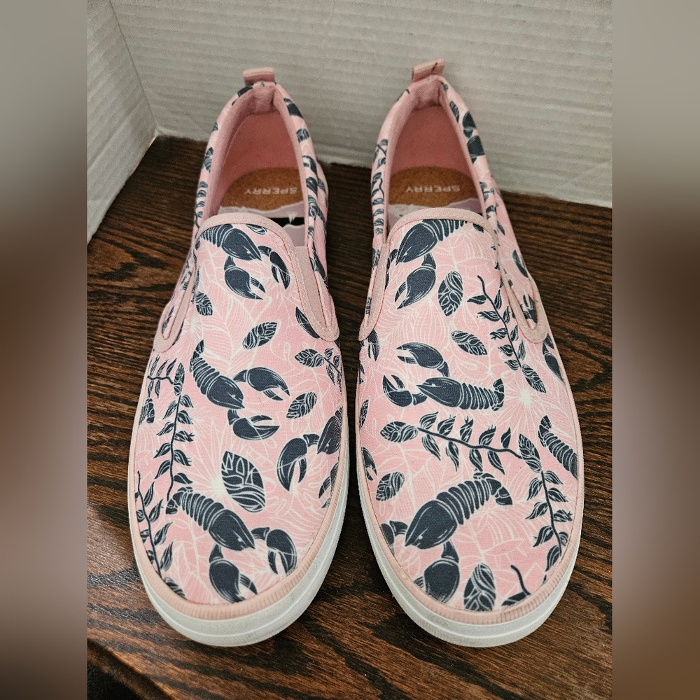 Sperry Women's Size 12 Top Sider  Pink Canvas Low Top Slip On Sneakers. (5) - Picture 3 of 7